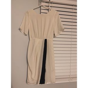 French Connection 100% silk dress + pleat detail